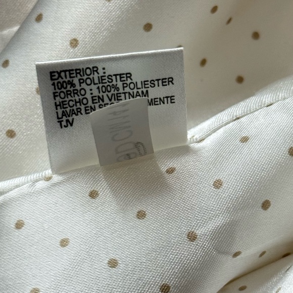 Cremieux Ivory Blazer Satin Lined Gold Pearl Button 3/4 Sleeve Structured Jacket - Picture 13 of 13